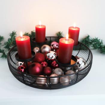 Adventskranz Metallschale schwarz Ø 36cm